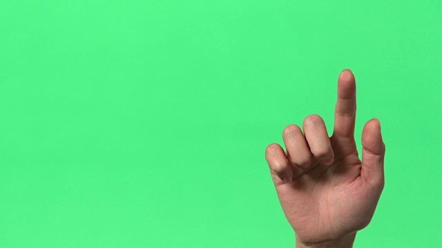 绿色屏幕-女人的右手-食指从一边到另一边滑动图像的动作视频素材