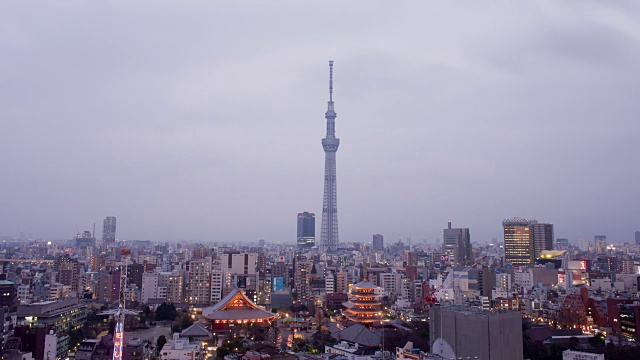 浅草寺和东京天树塔，日本东京视频素材