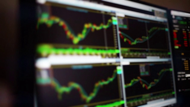 股票行情图表和汇总行情LED显示，股票行情数据交易。视频素材
