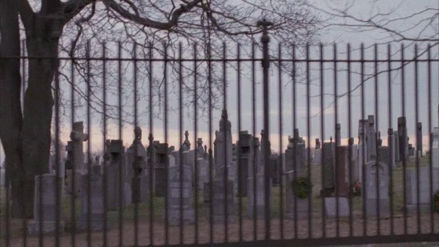 从一辆行驶的车辆上拍摄的墓地的摄影。视频素材