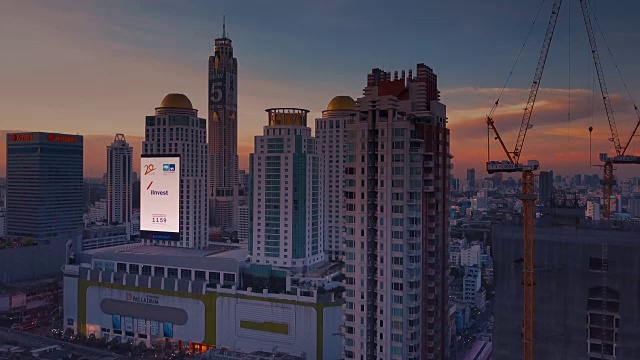 空中日落曼谷市，泰国视频下载