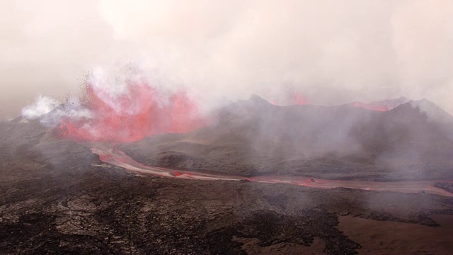 冰岛:巴尔达本加火山爆发视频素材
