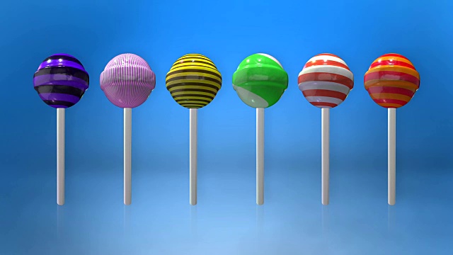 各种彩色的棒棒糖动画循环与luma哑光视频下载