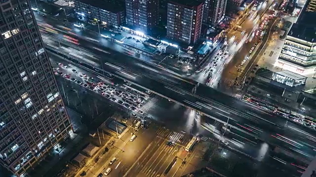 T/L WS HA PAN鸟瞰图尖峰时刻交通/北京，中国视频素材