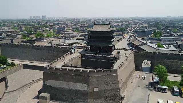 中国平遥古城鸟瞰图视频下载