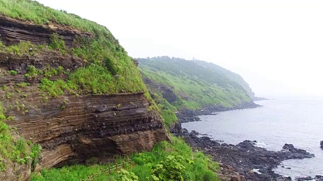 济州岛沉积物层鸟瞰图视频素材