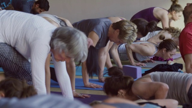 美国犹他州普洛伏瑜伽课的中慢动作镜头视频下载