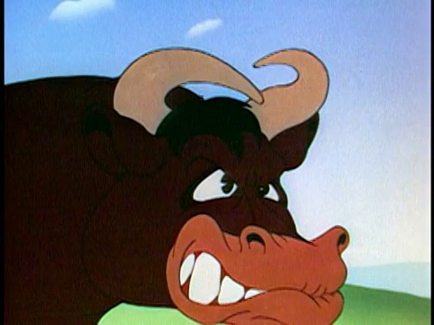 动画近景公牛锋利的角在准备战斗/音频视频素材
