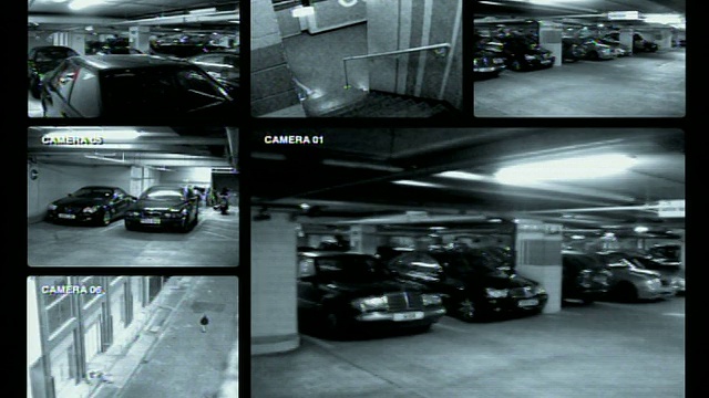 停车场的广角监控录像视频素材