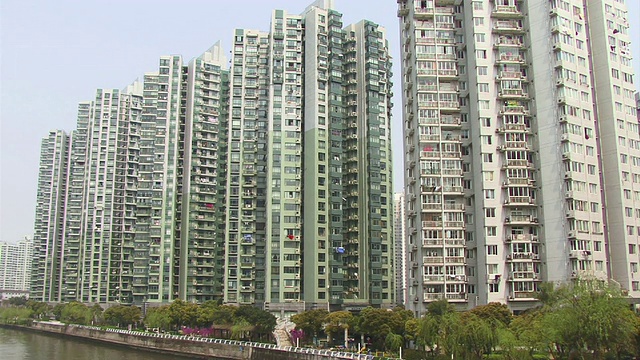 MS, TU，中国，上海，外滩，黄浦江公寓楼视频下载
