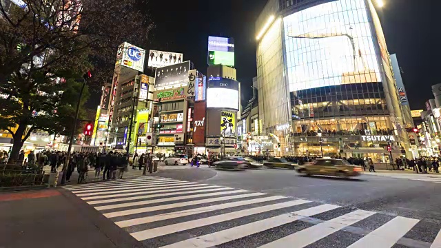 4K延时:行人穿过涉谷十字路口，东京视频素材