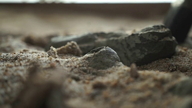 CU考古学家刷化石岩石/ Muldersdrift/南非视频素材
