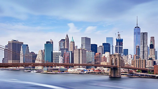 从美国纽约布鲁克林看曼哈顿天际线视频下载