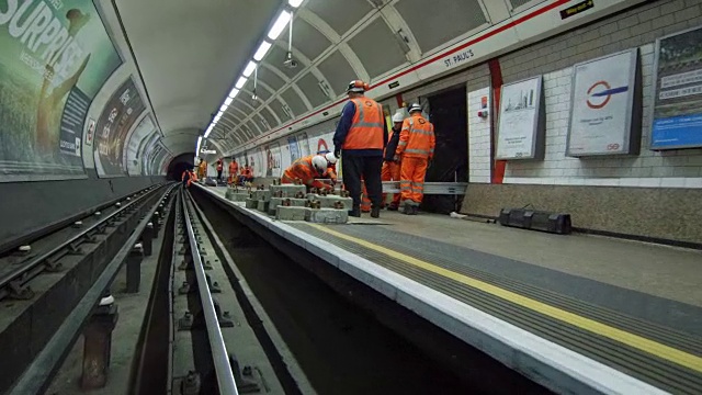 英国，伦敦，WS POV地铁轨道/圣保罗地铁站视频素材