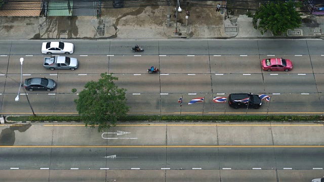 4K WS:泰国曼谷市中心的顶视图交通视频下载