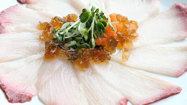 白盘生鲜滨鱼肉刺身视频下载