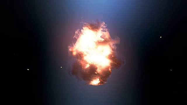 漩涡般的爆炸与发光的火花。三维渲染视频素材