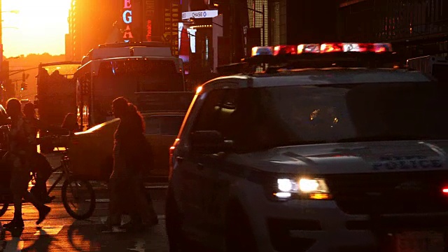 曼哈顿市中心日落街景视频下载