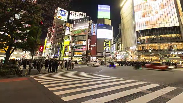 4K延时:行人穿过涉谷十字路口，日本东京视频素材