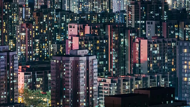 T/L TD Residential Buildings and Urban Residential Area at Night /北京，中国视频素材