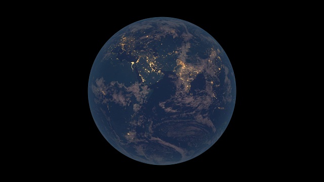 夜晚旋转地球(欧洲和非洲视角)视频素材