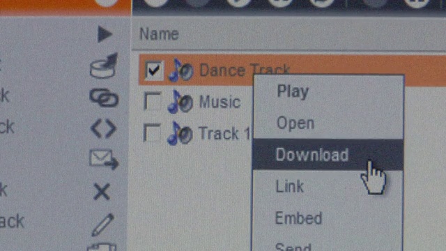 CU鼠标点击电脑屏幕上的“Dance Track”复选框，下载音乐/布鲁克林，纽约视频下载