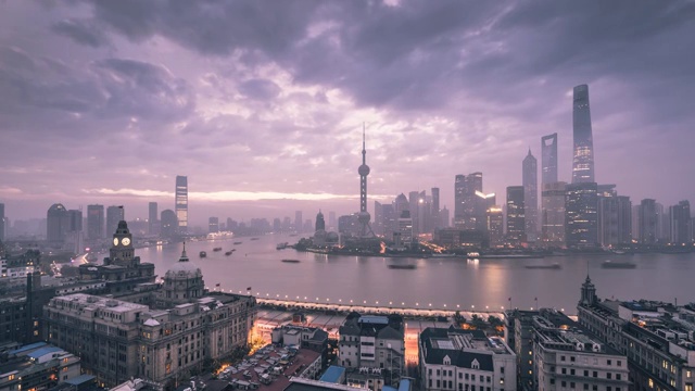 上海天际线日出视频素材