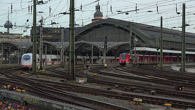 中央车站，科隆，北莱茵威斯特伐利亚，德国视频下载