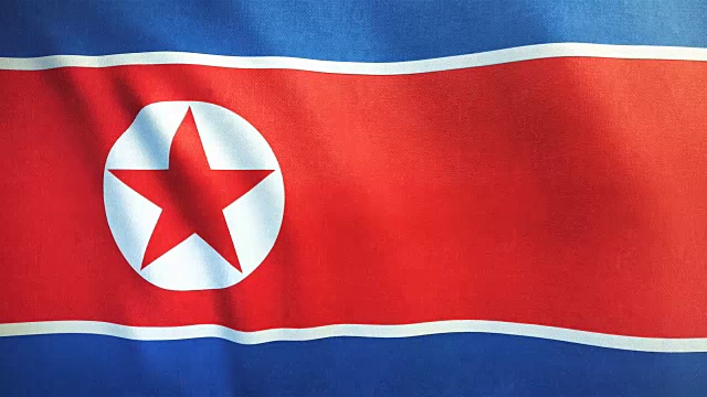 4k高度详细的朝鲜国旗-可循环视频素材