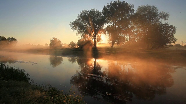 河上雾蒙蒙的黎明视频素材