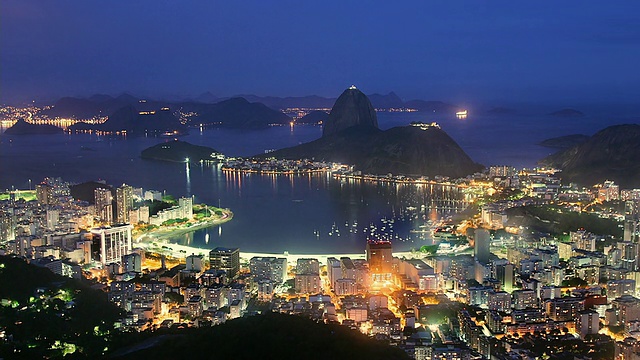 T/L, WS, HA, Sugarloaf Mountain和Guanabara Bay，里约热内卢de Jaineiro，从白天到晚上，巴西视频素材