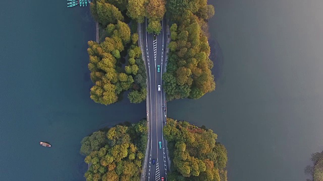 从无人机的角度来看，中国西湖视频素材