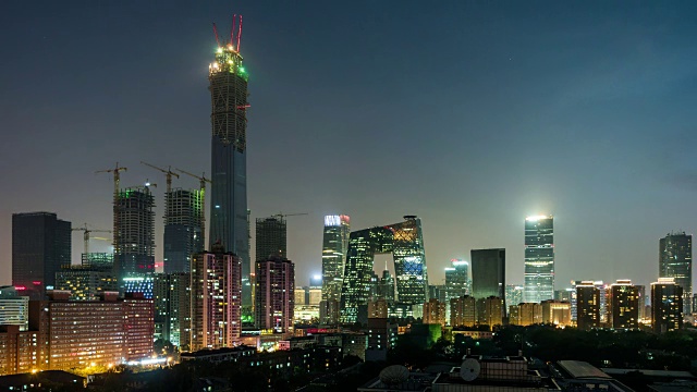 时间流逝——夜晚俯瞰北京天际线视频素材