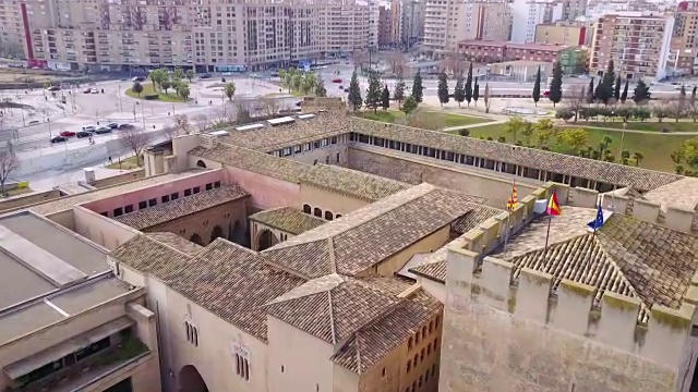 阿拉贡阿尔加费里亚宫的鸟瞰图视频素材