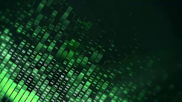 4k二进制代码循环(绿色):数据传输、人工智能、云计算视频素材