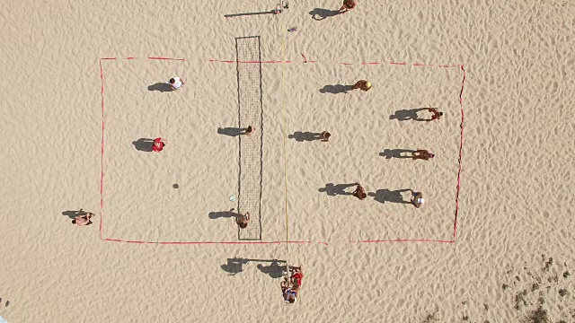 4K视频鸟瞰图沙滩排球视频下载