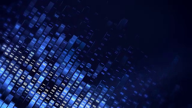 4k二进制代码循环(蓝色):数据传输、人工智能、云计算视频素材