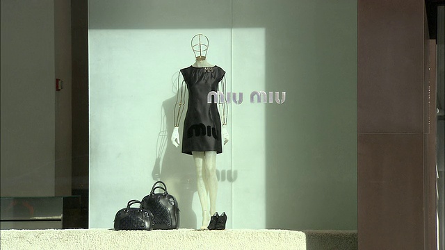 MS, Miu Miu商店橱窗展示，麦迪逊大道，纽约，美国视频下载