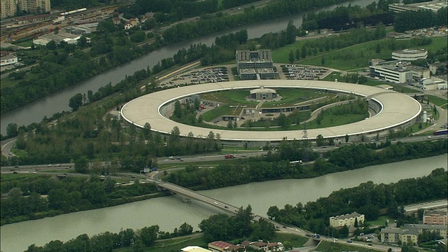欧洲核子研究所鸟瞰图在格勒诺布尔，罗讷-阿尔卑斯，法国视频下载
