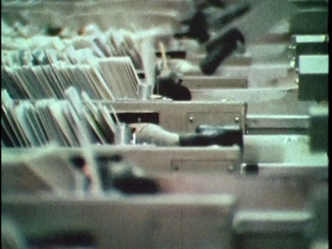 1970年，哥伦比亚大学邮件分拣，美国加州洛杉矶，音频视频素材