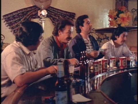四名男子在酒吧喝啤酒，洛杉矶，加利福尼亚，美国，音频视频素材