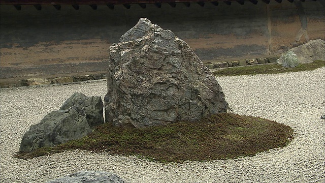 日本京都龙安寺的岩石花园，视频素材