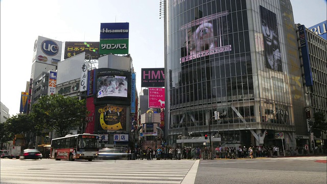 T/L WS人们通过涩谷区，日本东京视频素材