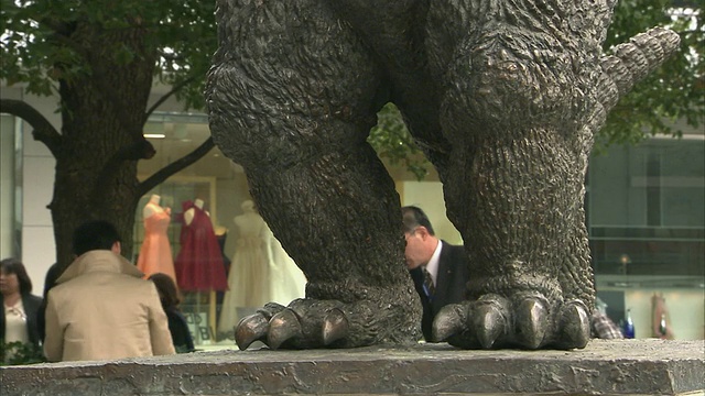 屠呦呦的雕像在公园，东京，日本视频下载
