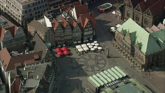 空中老城广场，不来梅，德国视频素材