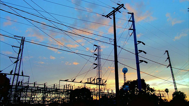 T/L MS LA圣巴巴拉变电站，日夜，圣巴巴拉，加利福尼亚州，美国视频素材