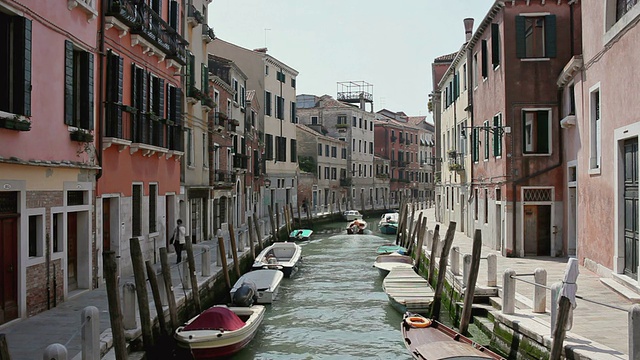 在多索杜罗区，威尼斯，威尼托，意大利运河上的WS HA摩托艇视频素材