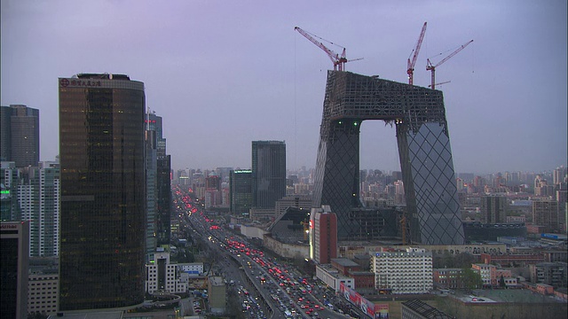 中国北京，在建的WS HA Skyline和CCTV大楼视频素材
