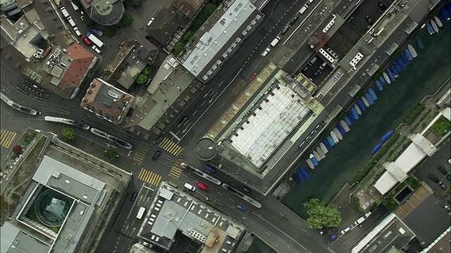 空中街道和运河，瑞士苏黎世视频下载