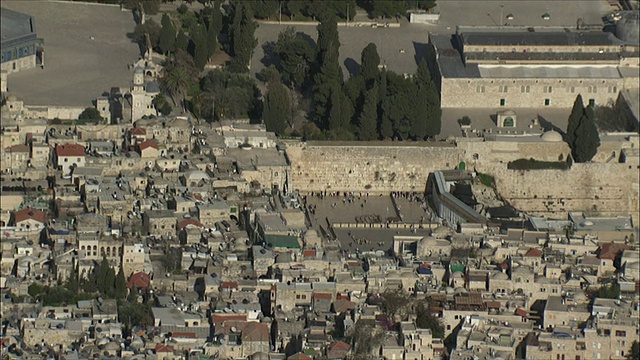 以色列耶路撒冷旧城西墙鸟瞰图视频素材